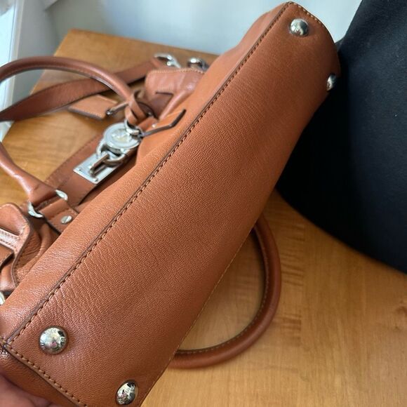 Michael Kors Tan Satchel with Silver Lock and Structured Design - Picture 11 of 12